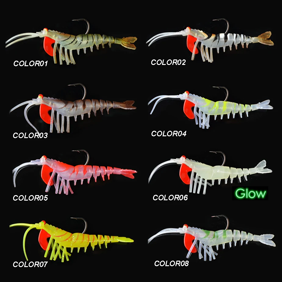 TOMA 2pcs 7g 13g 19g Soft Shrimp Bait Fishing Lure with Jig Head Soft Shad Lure Saltwater Sea Bass Swimbait Fishing Tackle