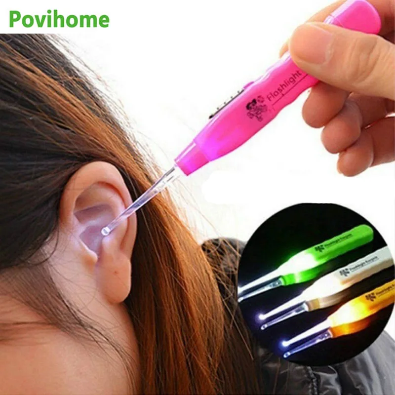 1 adet kulak temizleyici LED ışık Earwax Remover aracı güvenlik temizleyici kulak kaşığı rastgele renk