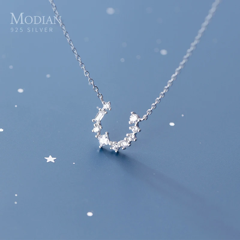 

Modian Sparkling Zircon Letter U Shape Sterling Silver 925 Pendant Necklace for Women Free Size Necklace Fine Jewelry Bijoux