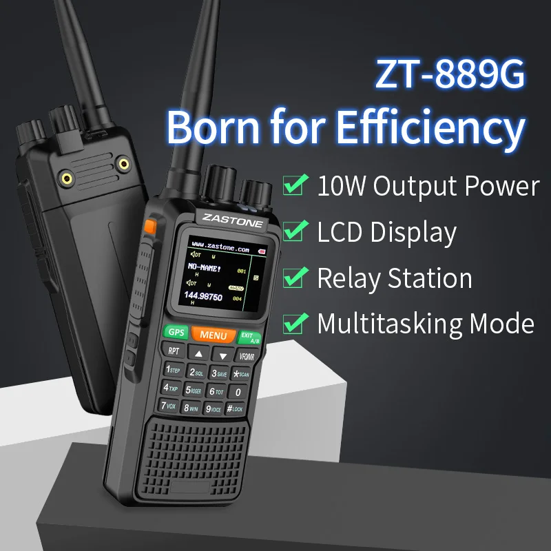 ZASTONE 889G GPS SOS Walkie Talkie 10W 3000mAh VHF Radio 134-174Mhz UHF 400-520Mhz 999CH Radio Transceiver Portable telsiz