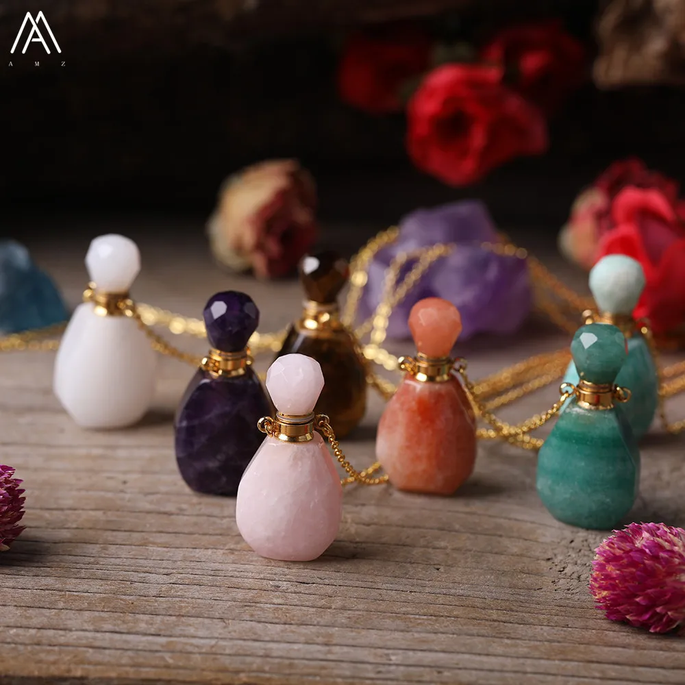 

Amazonite Stone Perfume Bottle Chain Necklace