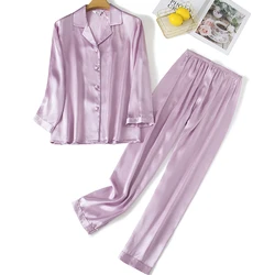 Pajamas for women pyjamas 100% pure silk 19mm sleepwear night suit home wear 2 pieces/set