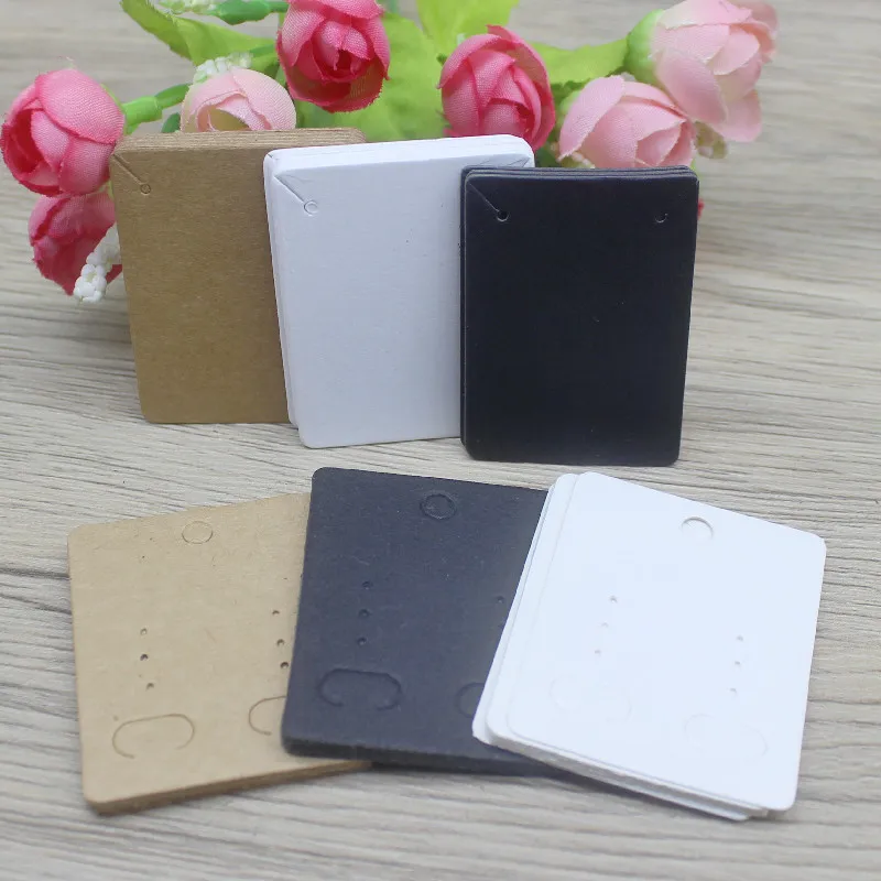 50pcPaper stud earring card 5x4cm brown /white DIY Jewelry package small pendant necklace display blank card
