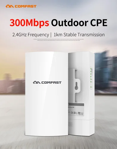 Imagen 2 del producto Comfast-enrutador Wifi CPE para exteriores, 300Mbps, 2,4 GHz, punto de acceso WiFi, puente inalámbrico, extensor Wifi, repetidor Wifi para cámara IP