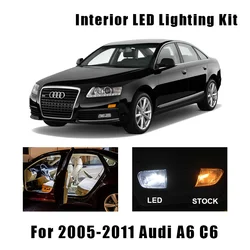 18pcs Error Free White Car LED Interior Light Bulbs Kit Fit For Audi A6 C6 2005-2009 2010 2011 Reading Dome License Plate Lamp
