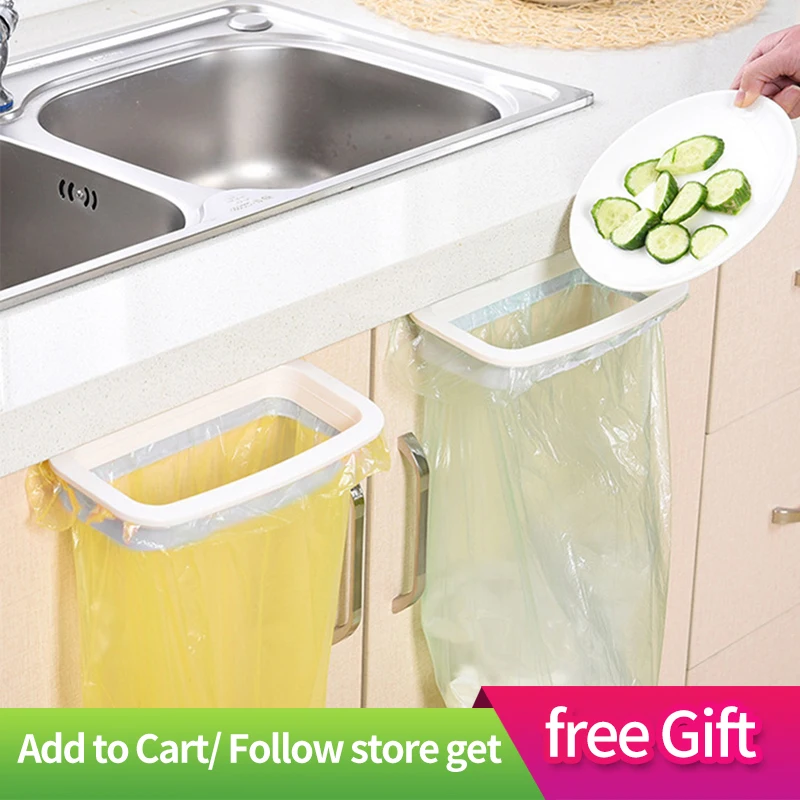 Plastic Garbage Bag Rack Portable Hanging Trash Rubbish Bag Storage Rack Holder Kitchen Gadgets Storage Rack