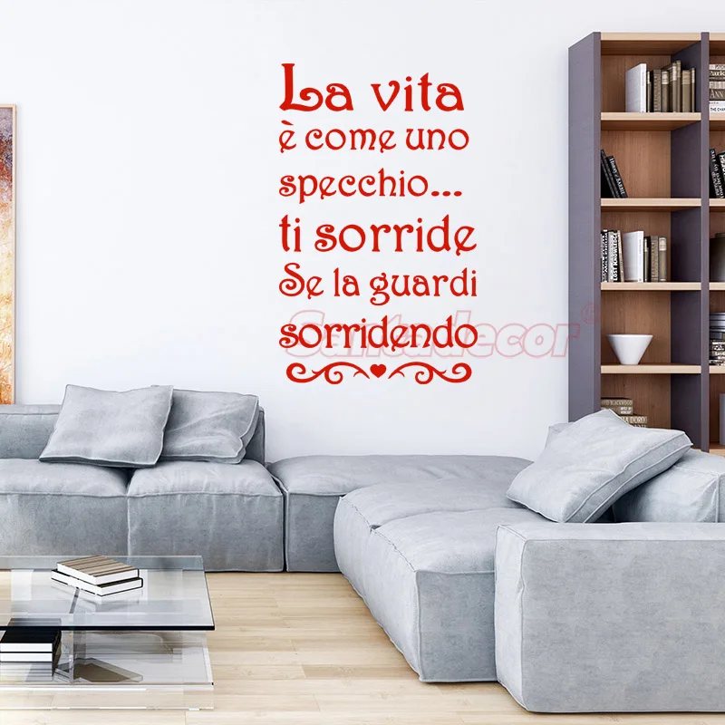 Italian Vinyl Stickers The Life Like A Mirror Wall Decals Living Room Mural Art Wallpaper Home Decor House Decoration Poster