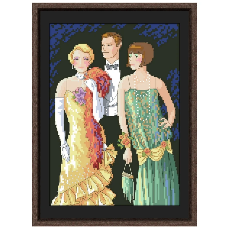 

Putting on the Ritz cross stitch kit pattern 18ct 14ct 11ct white fabric cloth cotton thread embroidery DIY handmade