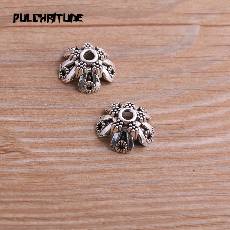 10pcs 7*16*16mm Two Color Retro Bead Caps Charm Hollow Flower Pendants Jewelry Accessories DIY Receptacle Charms
