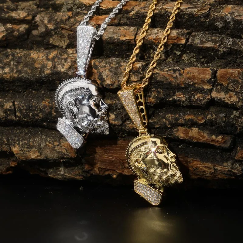 Micro Pave Cubic Zirconia Iced Out Bling Gold Color Famous Hip Hop Rapper NipseyHussle Avatar Pendants Necklace for Men Jewelry