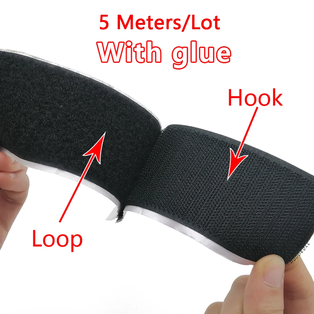 

5M Strong Self Adhesive Hook and Loop Fastener Tape Nylon Sticker Adhesive with Glue for DIY 16/20/25/30/40/50/100/110mm