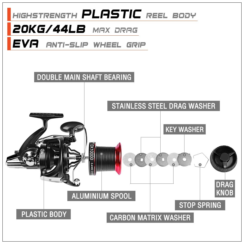 Carrete Baitcasting Bote 2022-8000 – 20KG, 14+1 rodamientos acero - imagen 5