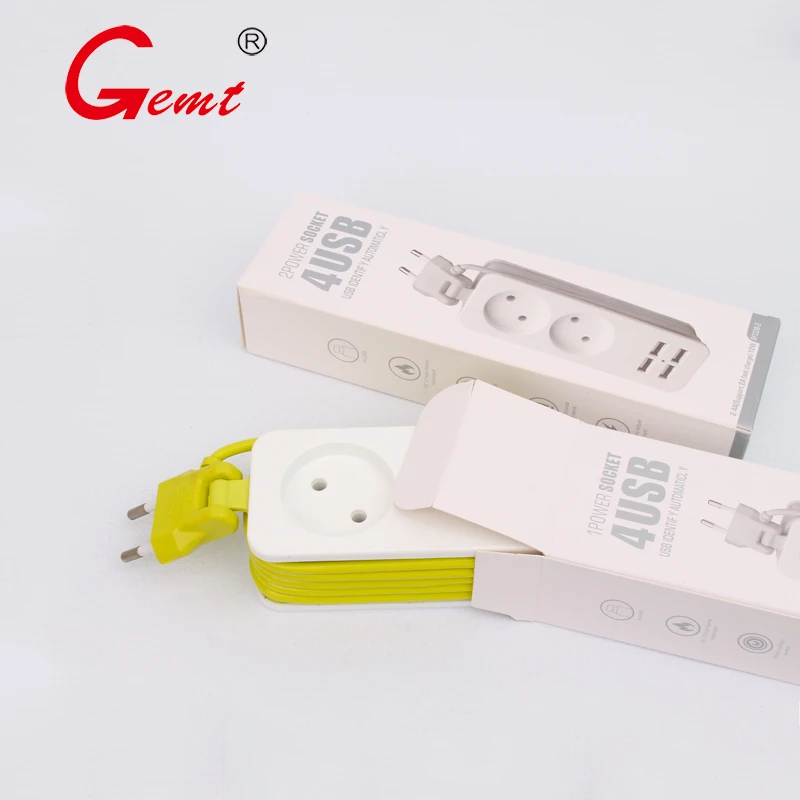 

EU 1 2 Electrical Socket Portable Power Strip EU Plug with 4 USB Port QC2.0 Interface Extension Socket Plug with EU For Travel