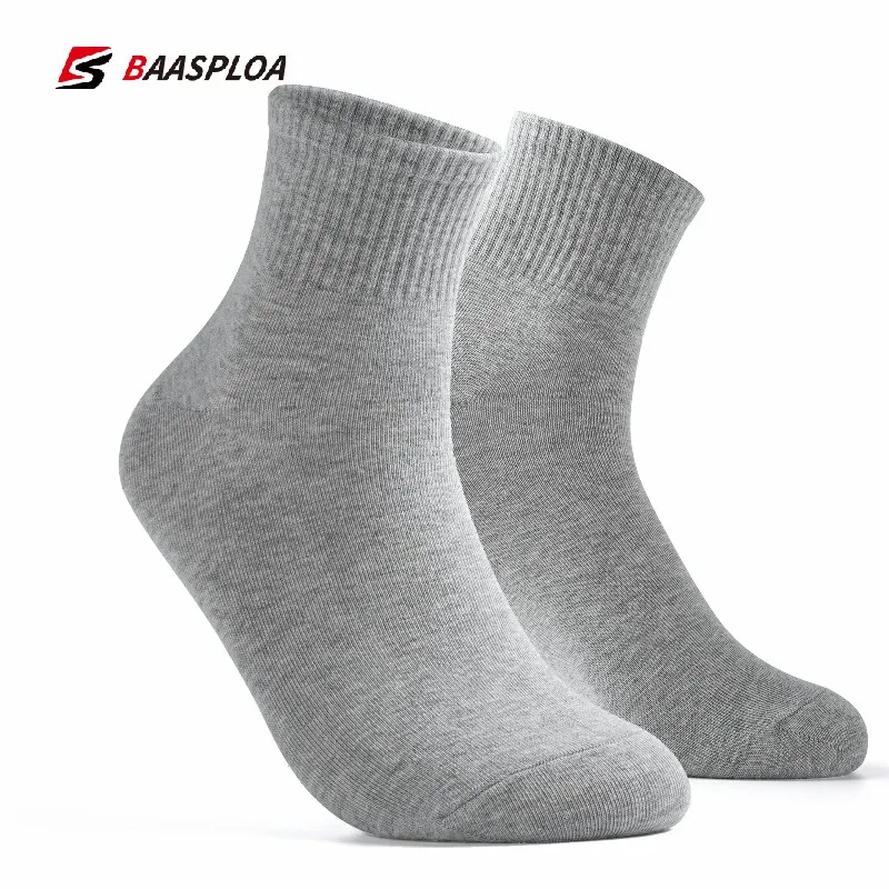 Baasploa Men\'s Running Lycra Socks Anti-slip Breathable Solid Knitting Cotton Socks Outdoor Fitness Basketball Sports Socks 2023