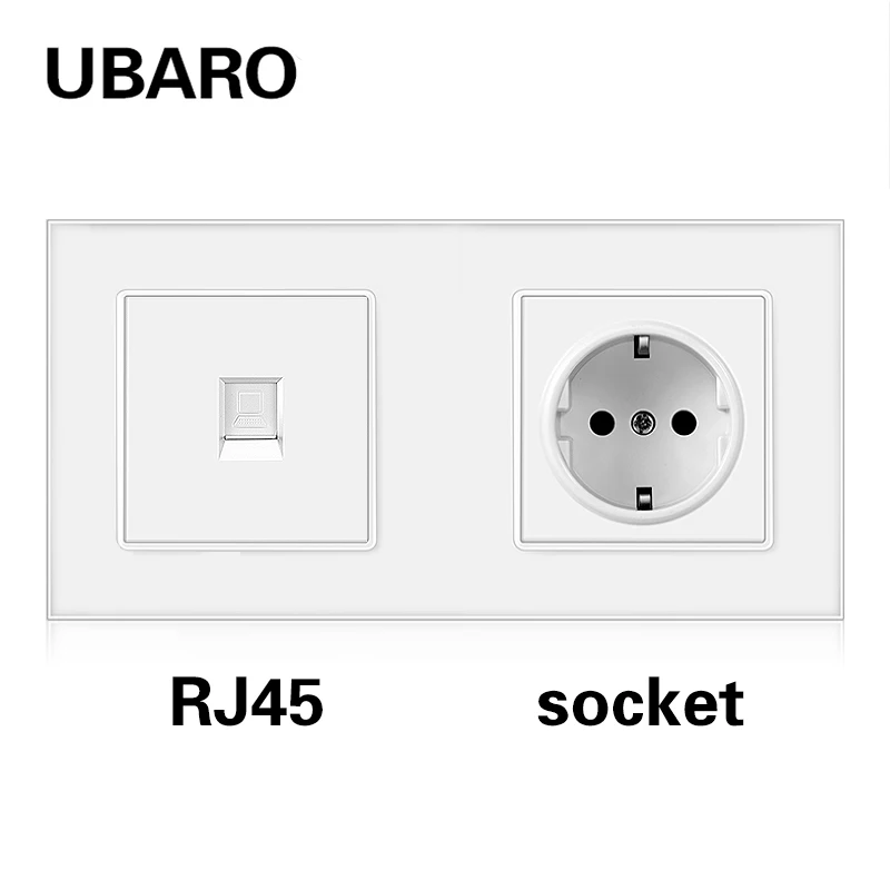 

UBARO 172*86 мм европейская стеклянная настенная розетка с RJ45 RJ11 TV Usb 5 В 2A слаботочная розетка домашняя электрическая розетка Ac110-250V 16A розетка для умного дома разетки стеклянные