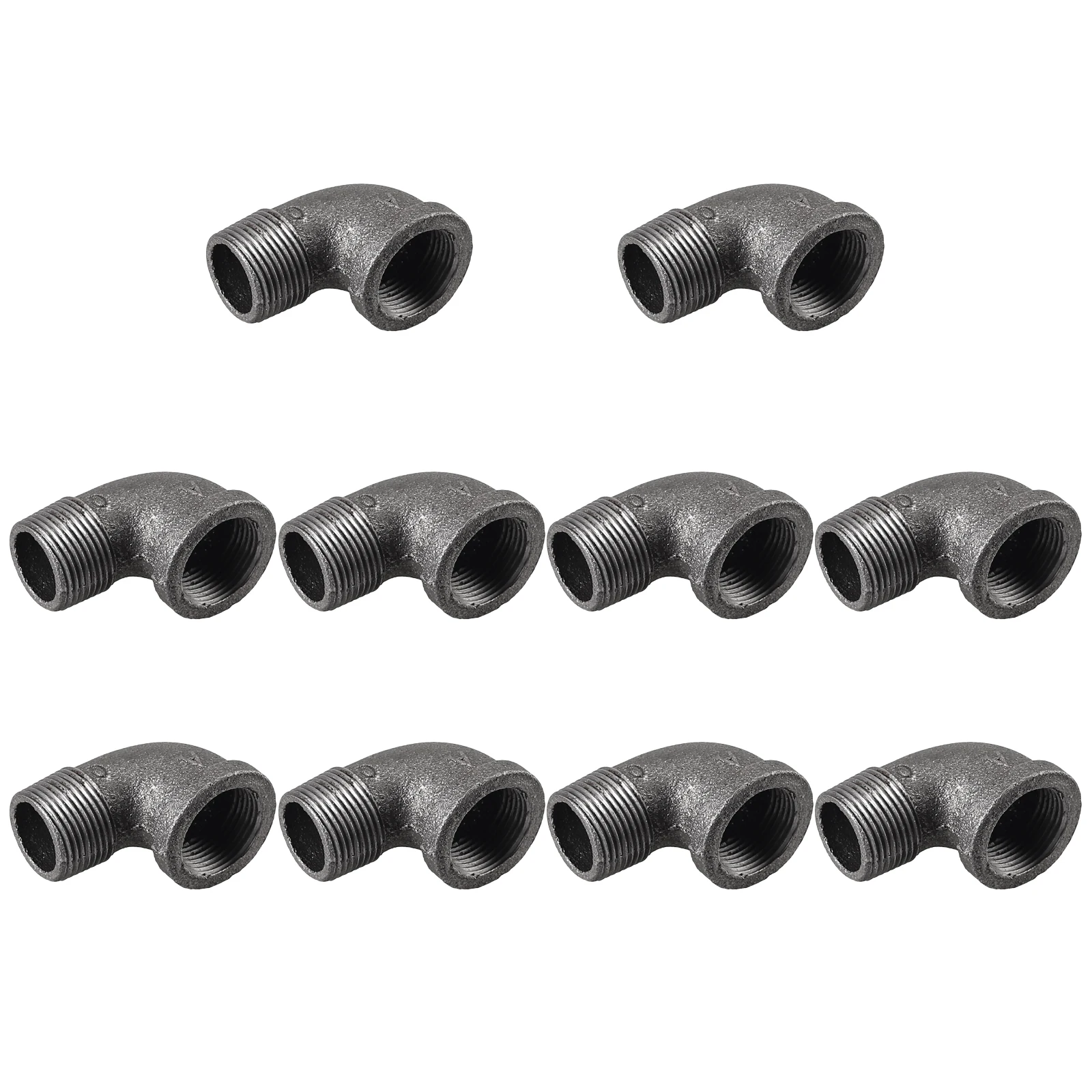 Neoteck 10 Pcs Threaded Wrought Iron Pipe Fittings Malleable Cast Iron 3/4