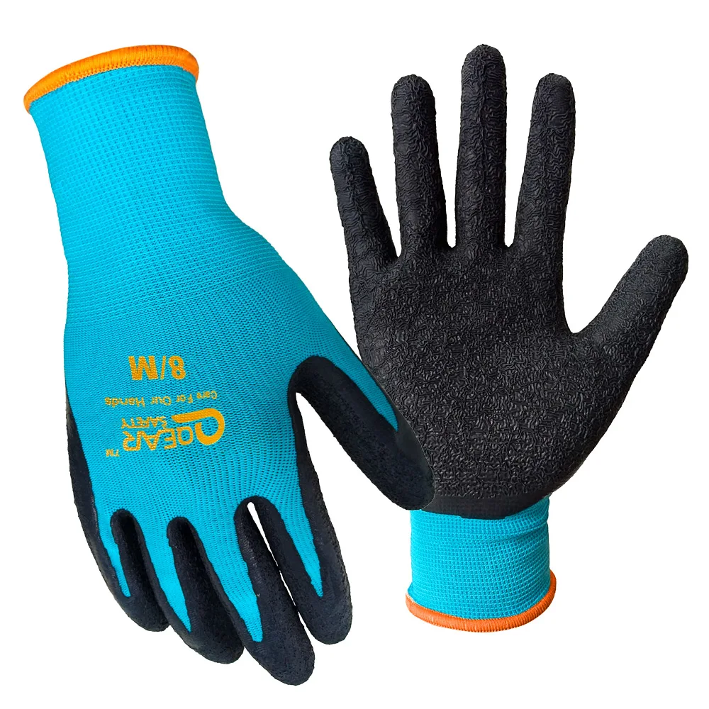 3 Pairs Garden Latex Work Gloves, Textured Palm for Anti-slip, Dirty/Greasy Resistance and Small Thorn Protect