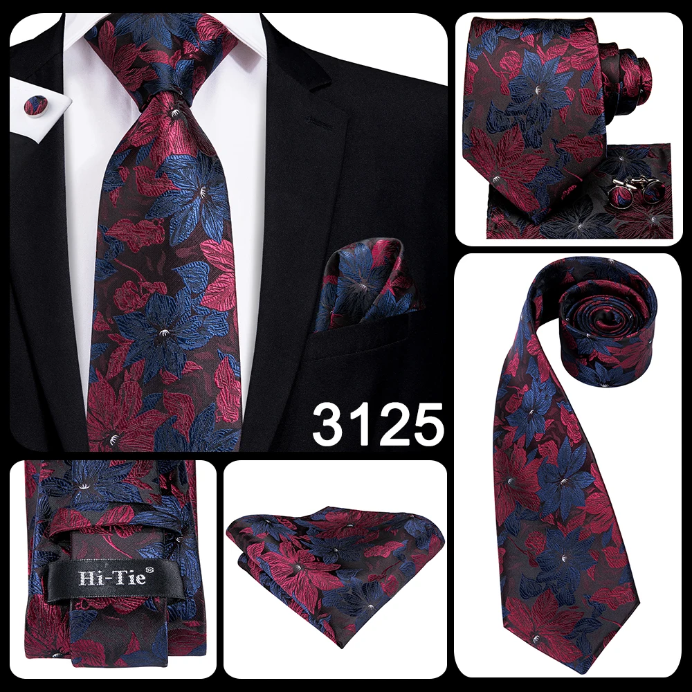 8.5 Centimetri di Seta di Modo Degli Uomini Blu Paisley Cravatta Cravatta Fazzoletto Gemelli Set di Cerimonia Nuziale Degli Uomini Del Partito di Business Tie Set