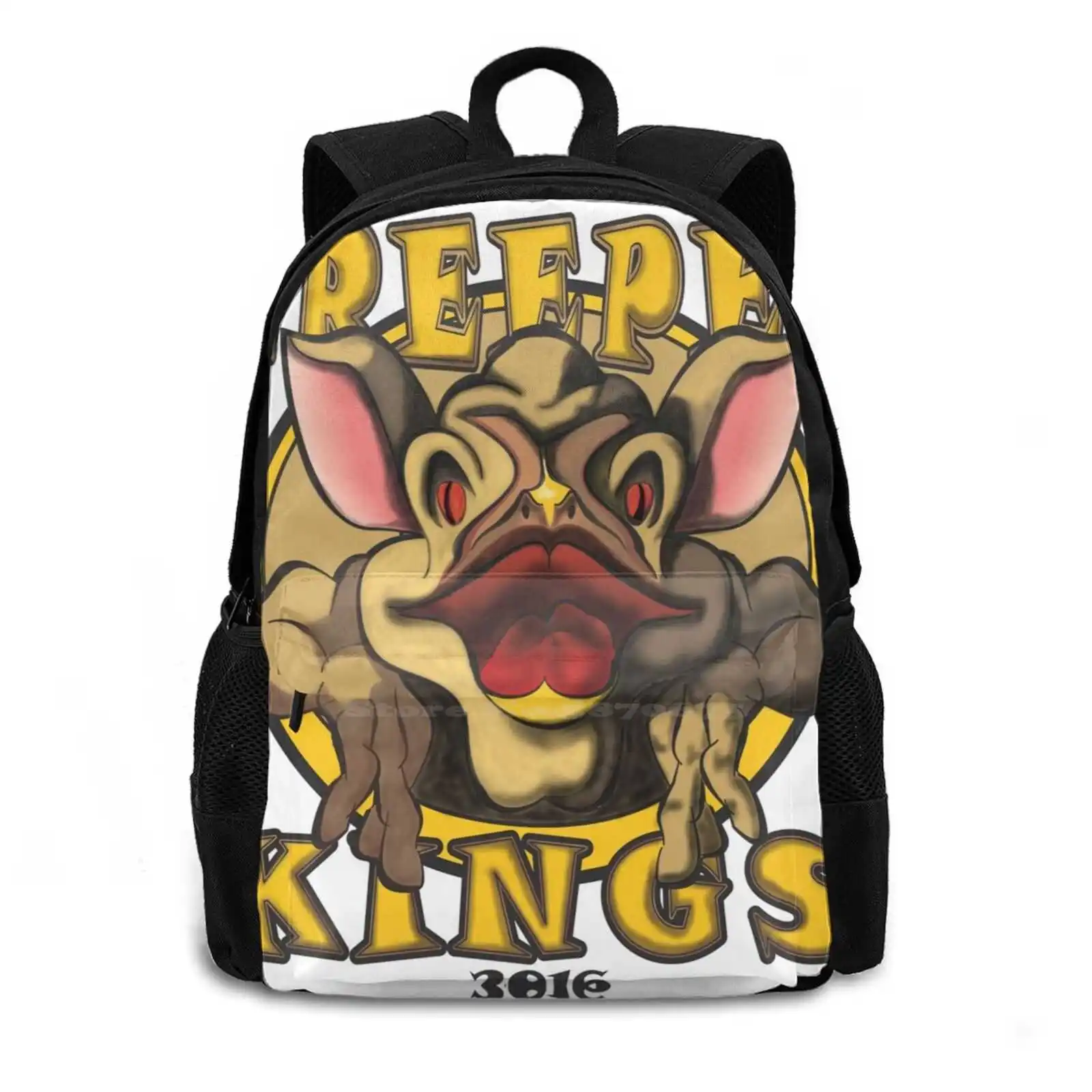 Kings-Enhanced.... School Bags Travel Laptop Backpack Goblin Creepy Kings Yellow Black Red Green Vector Art Vector Drawing