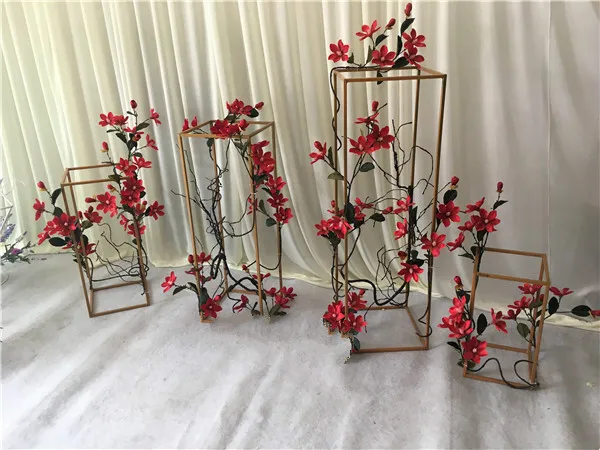 

new style Wrought Iron Square Net Aisle Flower Stand Set Wedding Decoration Flower Stand seyu1886