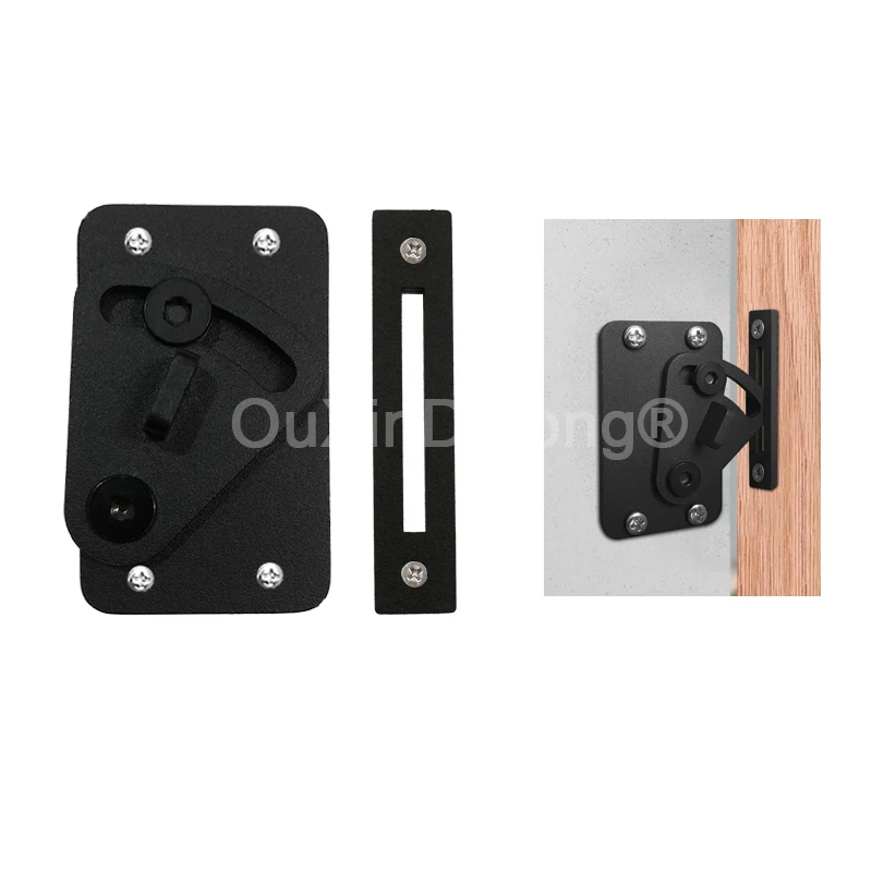 

2PCS 2022 New Style American Stainless Steel Sliding Barn Door Locks Sliding Wood Door Latch Black/Silver FJ1612