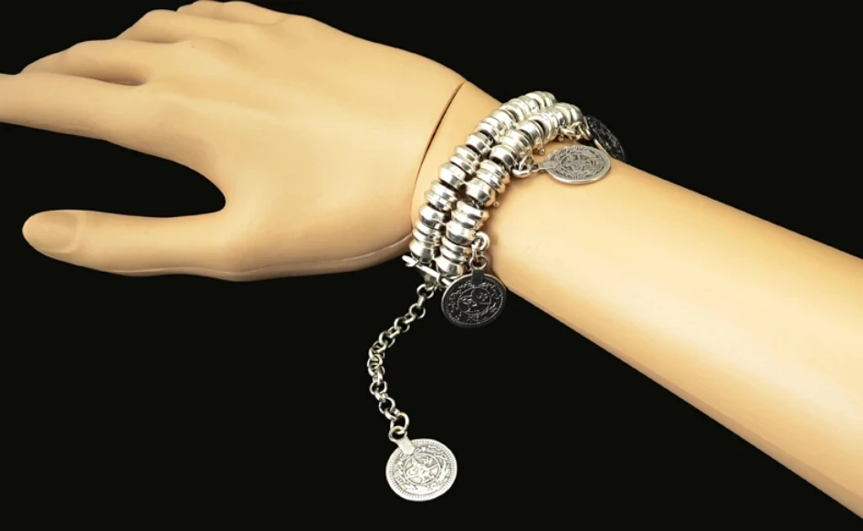 Afghan Vintage Coin Tassel Bracelets for Women Female Metal Turkish Gypsy Ethnic Bracelets Gypsy Turkish Party Jewelry Gift