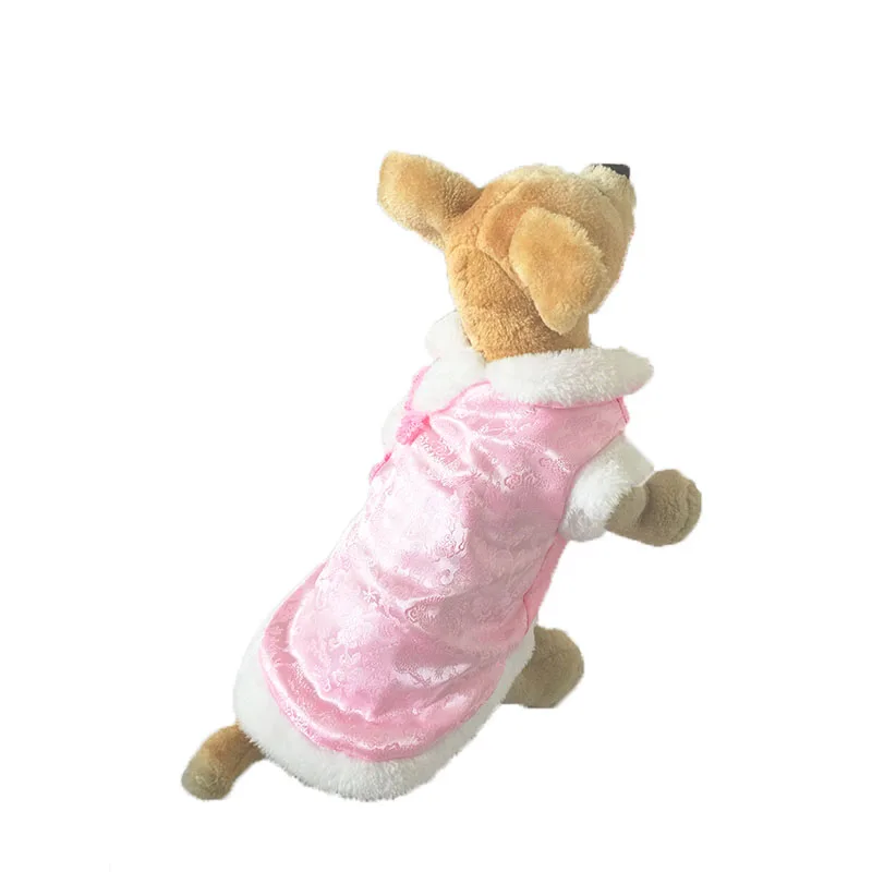 애완견 옷 고양이 따뜻한 코트 겨울 조끼 애완 동물 의류 중국 스타일 새해 의상 드래곤 패턴 애완 동물 코트 중국 버튼, 애완동물 옷