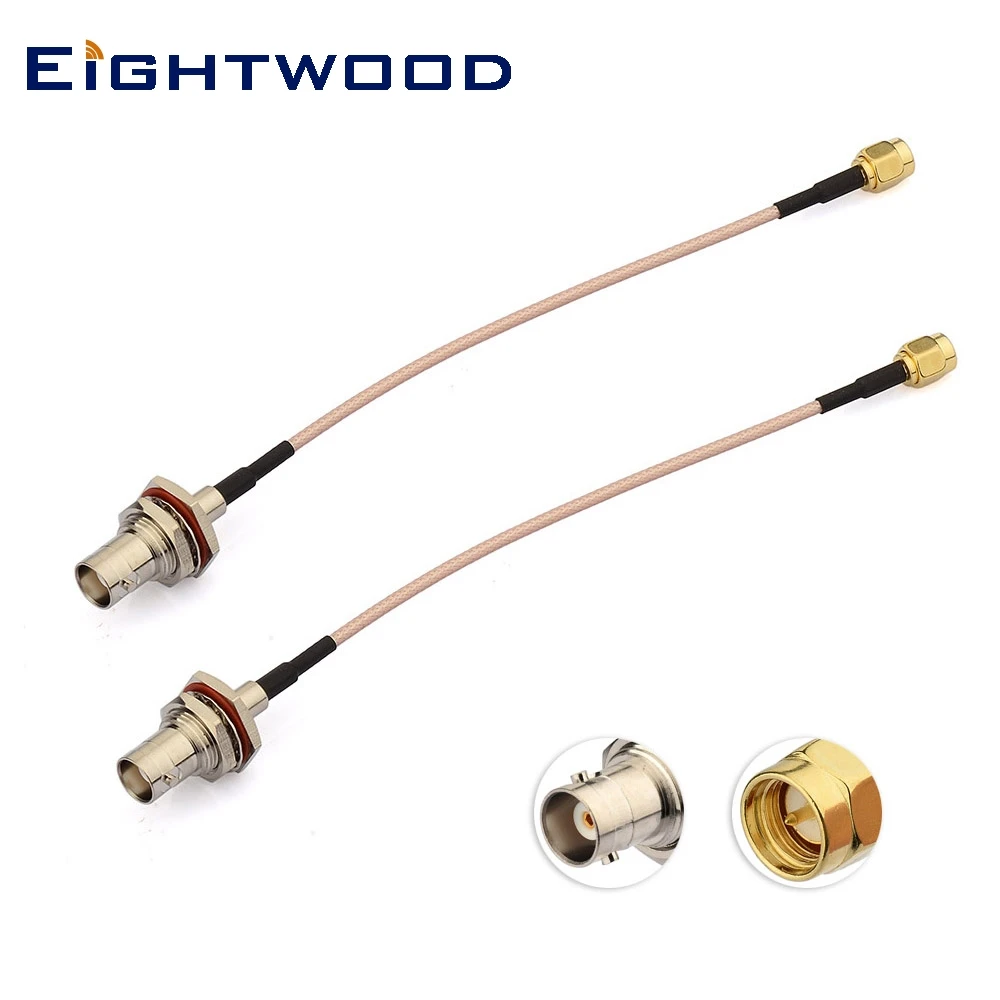 Eightwood Ham Radio Antenna Adapter Cable SMA Male to BNC Female RG316 Coaxial 15cm for Baofeng Wouxun Kenwood Icom Yaesu 2PCS