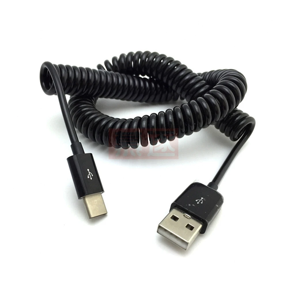 1M 3M Spring Coiled Retractable USB Type C Cable Fast Charging USB-C Cable For  S8 S9 S10 Data Sync Type-C Phone Cable