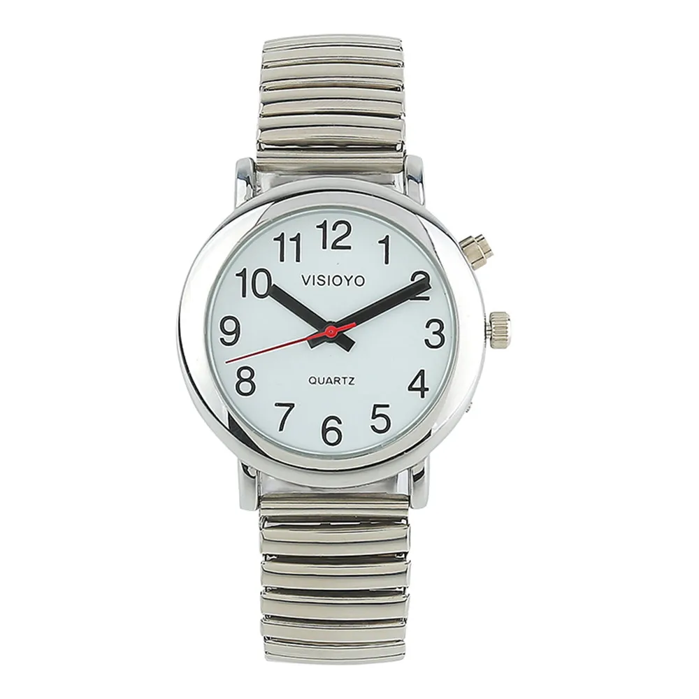 German Talking Watch with Alarm, Speaking Date and Time, White Dial,Expansion Band TUG-S201G