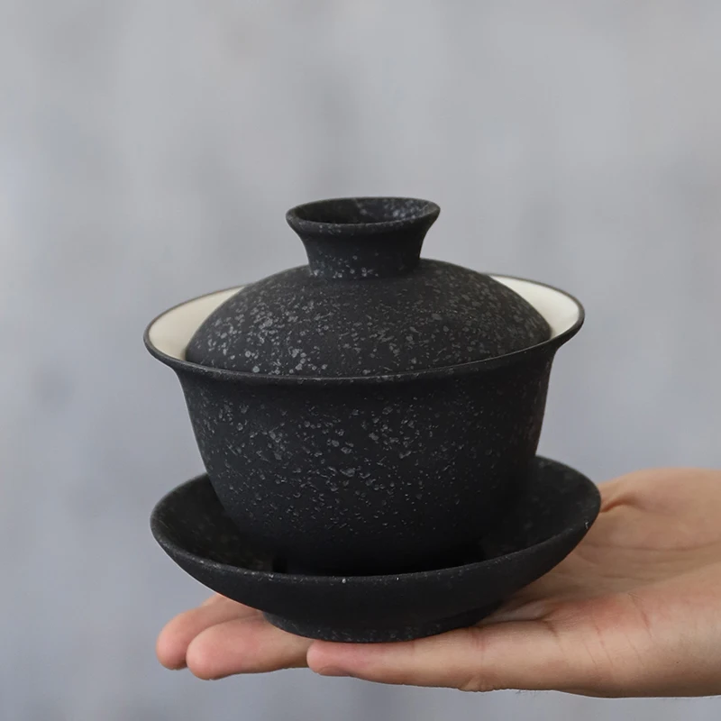 LUWU black crockery ceramic gaiwan porcelain tureen tea makers 150ml