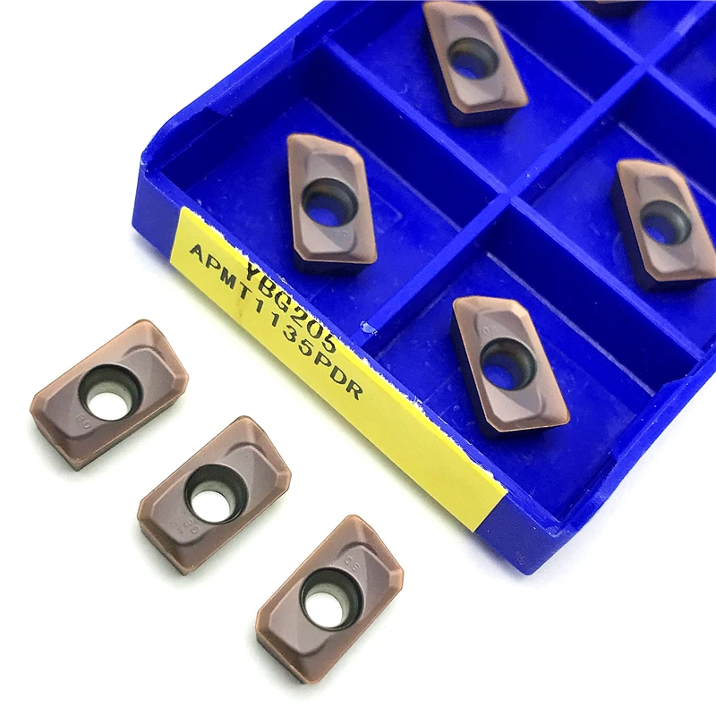 Herramientas de torno originales APMT1135PDR APMT160408PDER YBG205 100% APMT 1135 APMT 160408, inserto de fresado de carburo, inserto de torneado CNC