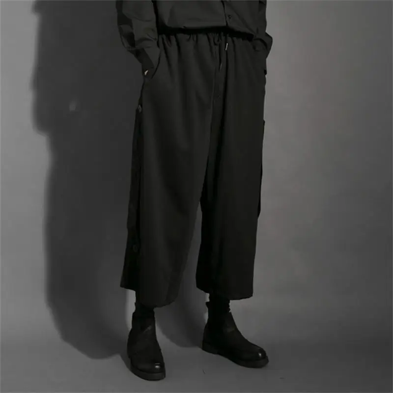 Men's new classic dark fashion brand Yamamoto style personality nightclub loose wide leg horn cropped skirt