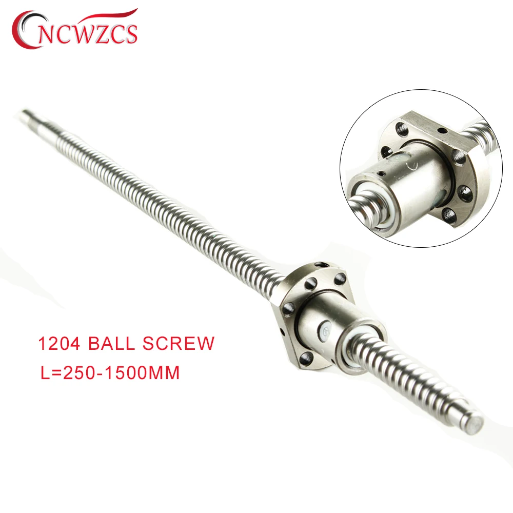 Machined Ball Screw SFU1204 250 300 500 600 800 1000 1500mm C7 Roller Ballscrew With Single Ball Nut For CNC Parts