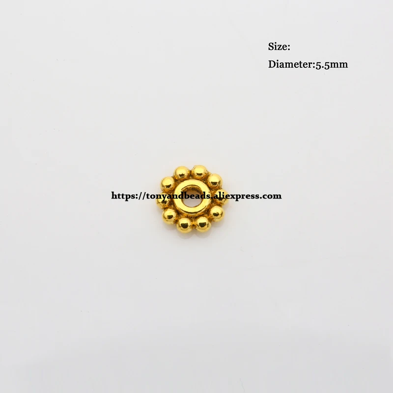 (50 Stück / Los!) Europäischer Spacer-Charm-Verbinder, Crimp-Endperlen aus Legierung in Antikgoldfarbe, geeignet für die Armbandherstellung. – Detail 30