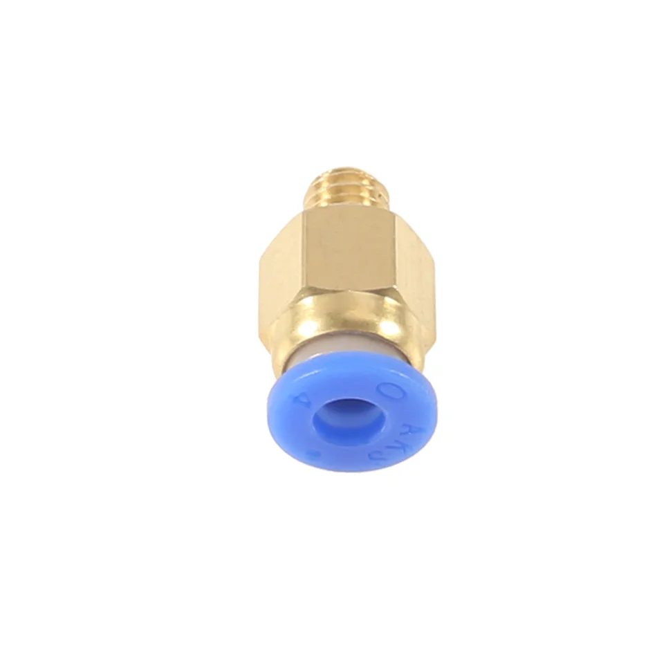 Conector de montaje recto neumático, pieza de latón para tubo MK8 OD de 4mm, PC4-M6, 10 Uds.