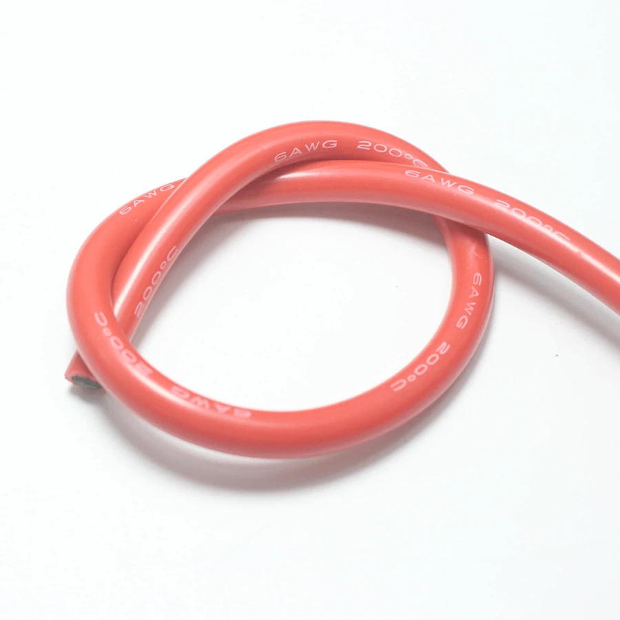 1metre 6AWG Wire Cable Soft 16mm2 silicone wire heat resistant 200° Cold resistant -60° Red Black