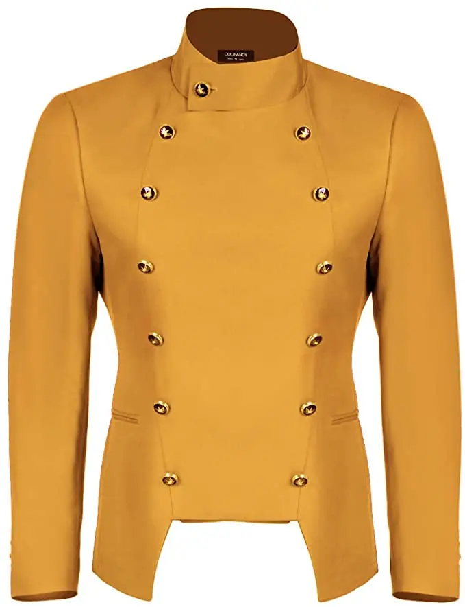 Mens Fashion Double Breasted Mens Suits High Collar Tuxedos Dual-Purpose Collar For Wedding Groomsmen ( Only Jacket)