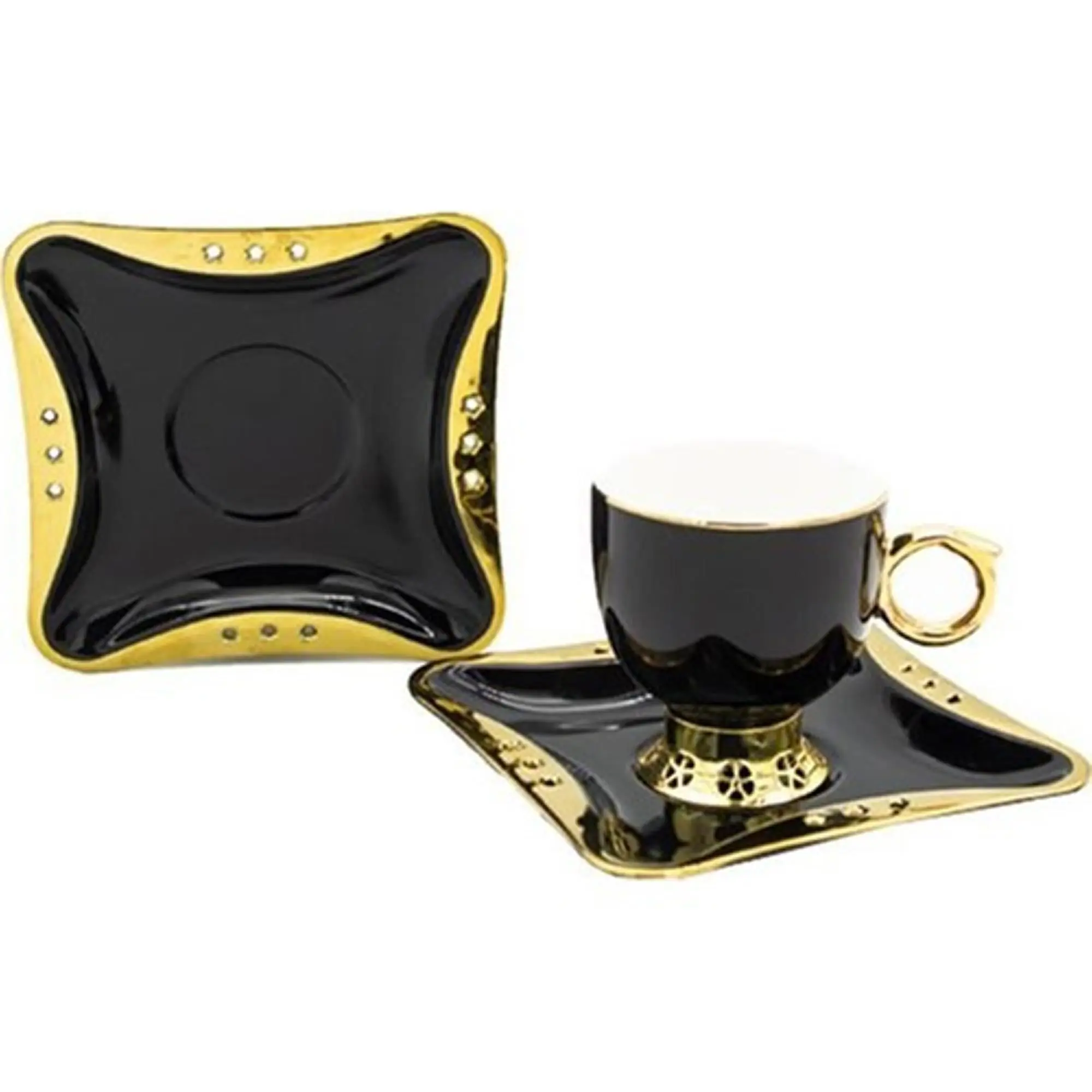 DOLBOVI Symbol Metal Gold Pedestal coffee cup Pad Black mug кружка coffee cup cup