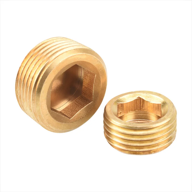 ชายทองเหลือง Hex End Cap Plug อุปกรณ์ท่อเมตริกอะแดปเตอร์ตัวเชื่อมต่อ1/8 "1/4" 3/8 "1/2" 3/4 "1" BSP