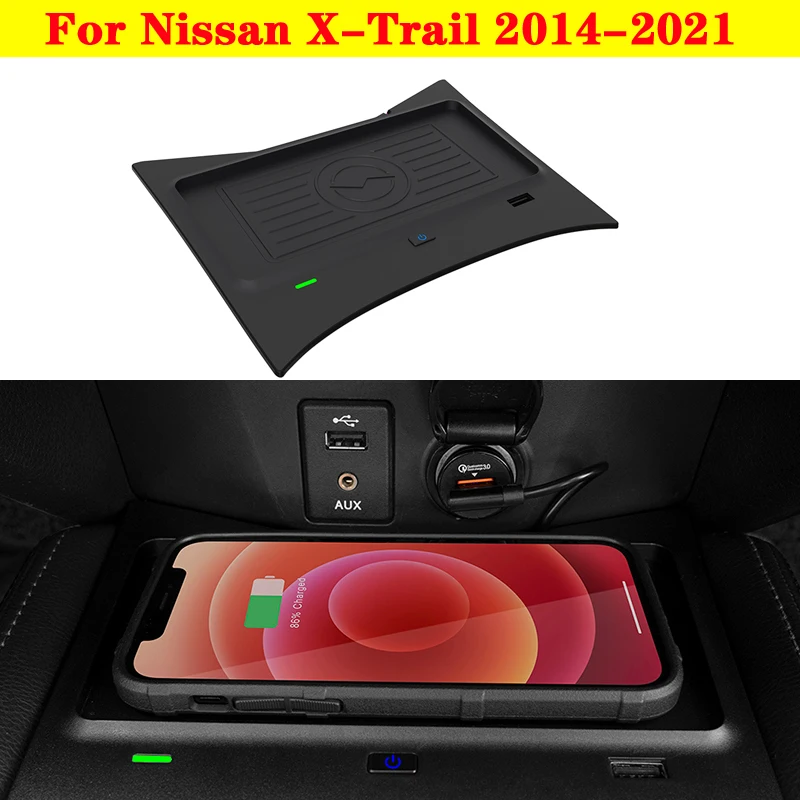 Car Fast Charging Phone Holder Wireless Charger Plate 10W Cellphone Accessories For Nissan X-Trail 2014-2021/ Qashqai 2016-2018