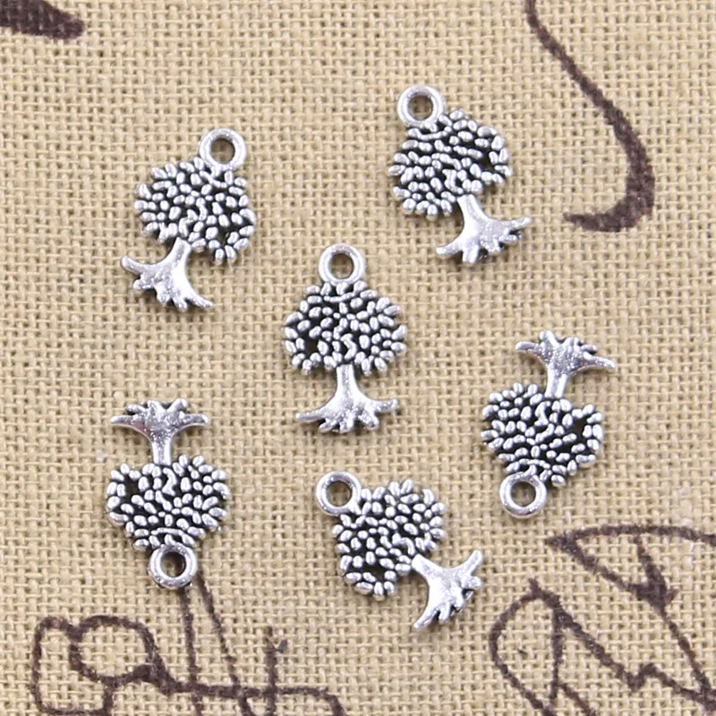 50pcs Charms Peace World Tree 13x8mm Antique Silver Color Pendants DIY Crafts Making Findings Handmade Tibetan Jewelry