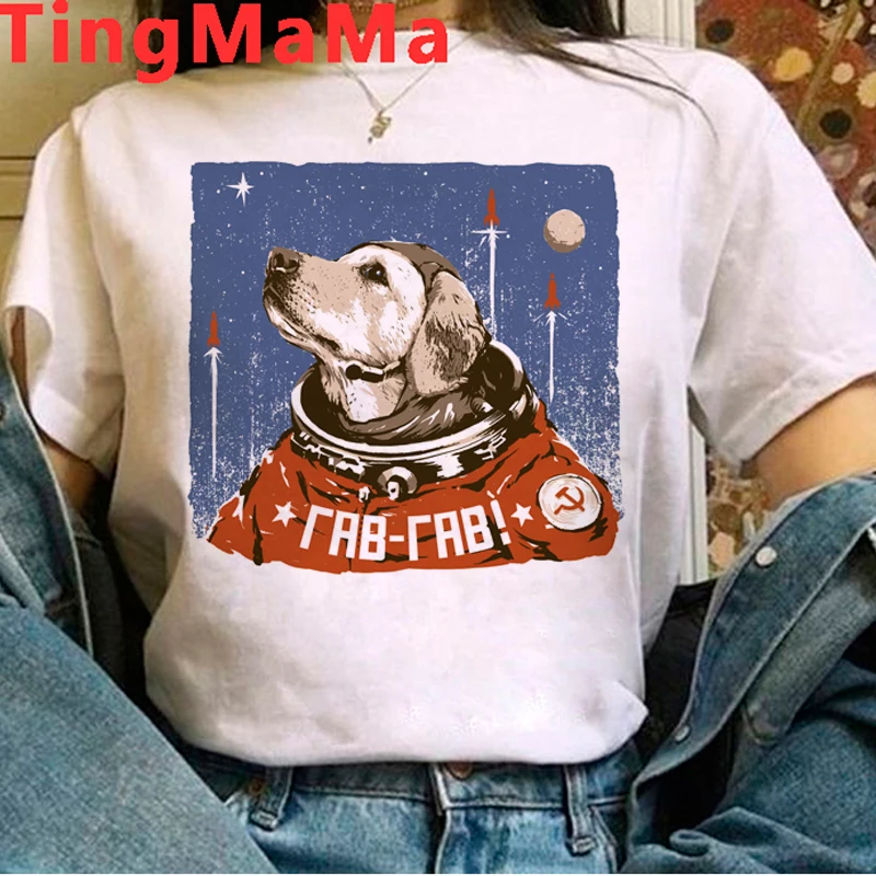 女性のためのロシアのグラフィックtシャツ,宇宙ロケットスタイルのtシャツ,女性のためのヒップホップスタイルのtシャツ