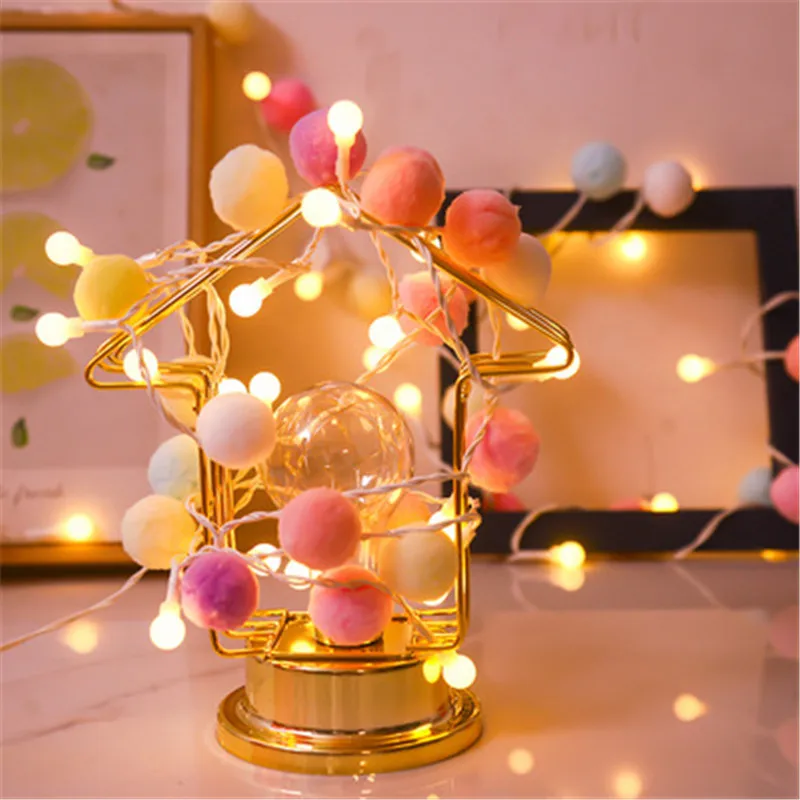 Guirlande lumineuse en boule de coton à LED, guirlande de lumières féeriques pour noël, vacances en plein air, fête de mariage, lit de bébé, chaîne de lampe, décoration