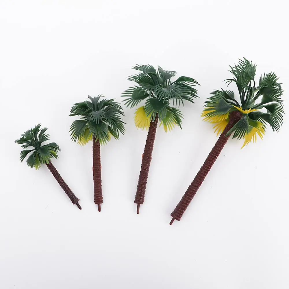 Mini palmera Tropical de simulación, árbol de coco de plástico, bonsái, decoración de paisaje en miniatura, modelo de paisaje, 5 piezas