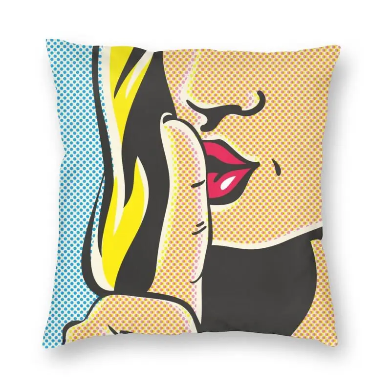 Pop Art Sexy Blonde Woman Shut Up Cushion Cover 40x40 Home Decor Printing Pretty Lady Girl Throw Pillow Case for Living Room