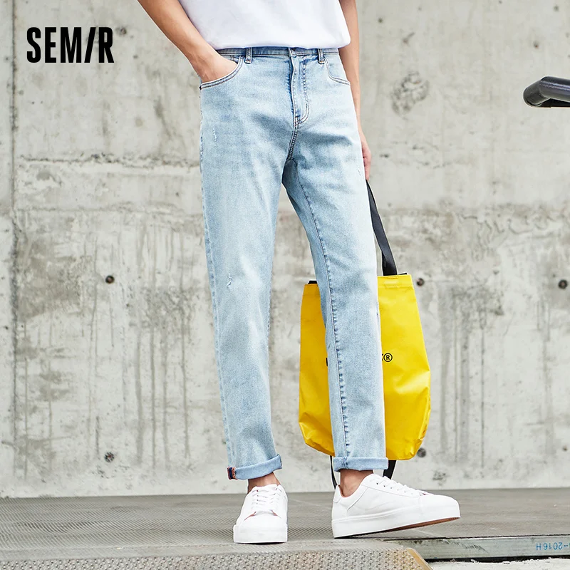 SEMIR Denim Trousers Men Casual Stretch Straight-Leg Pants Spring And Summer New Ins Tide Brand Men'S Washed PantsSEMIR Den