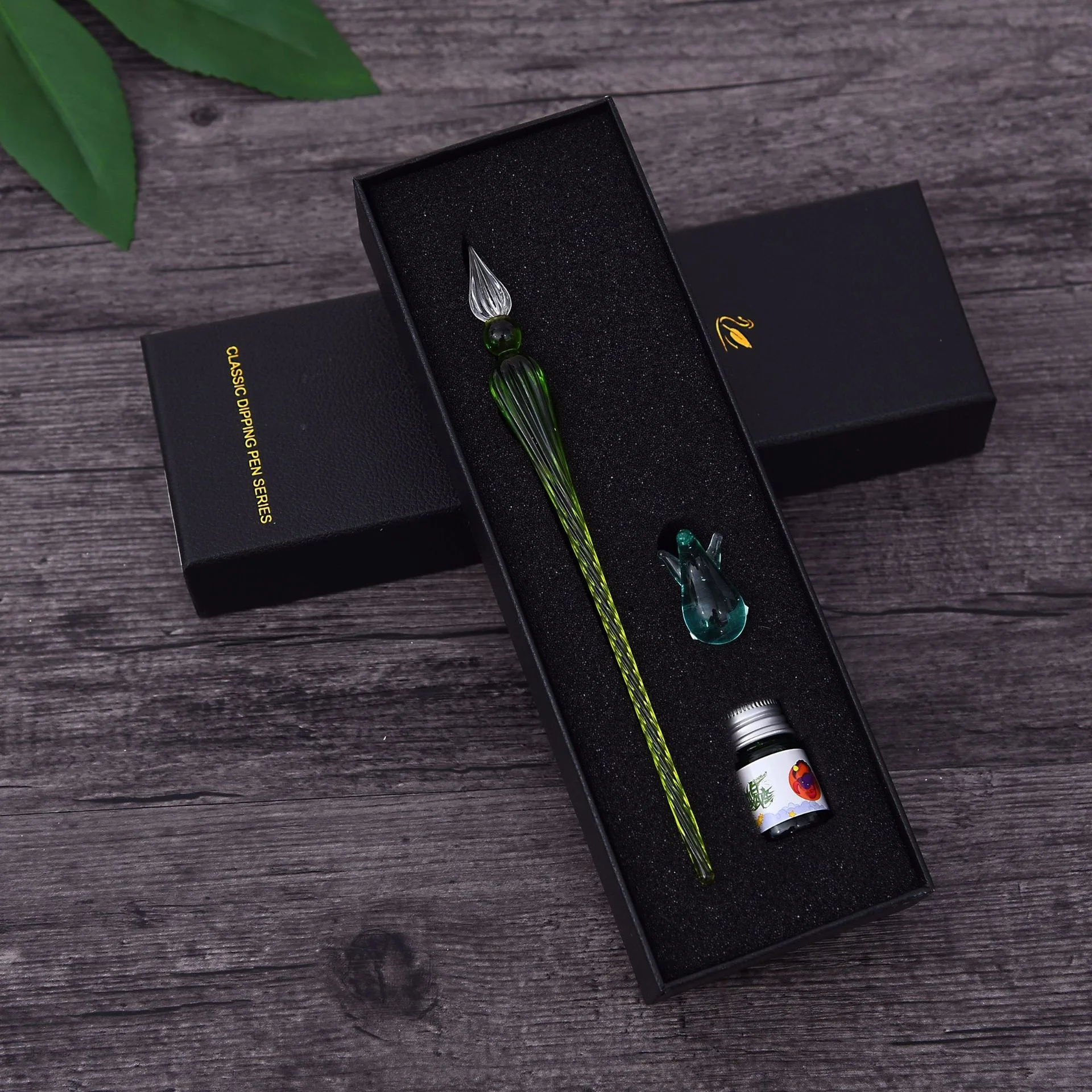 3pcs Dipping Pen Sets New Threaded Glass Dip Pens And Ink Set Comic Color Test Pen Threaded Tip Calligraphy Pencil Gift Box