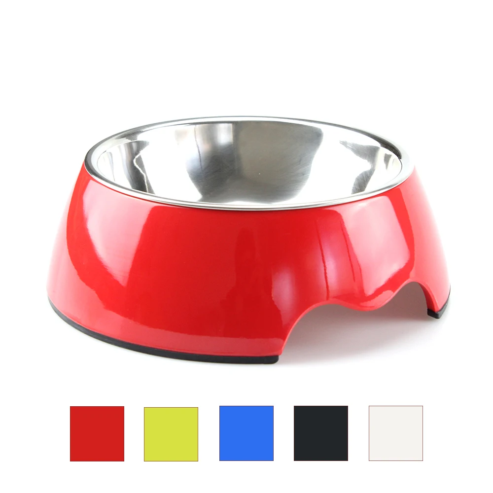 Luxury Stainless Steel Dog Bowl Melamine Portable Water Bowl For Dog Travel Dog Bowl Food Non-slip Bowls For Cats Pink Blue Red