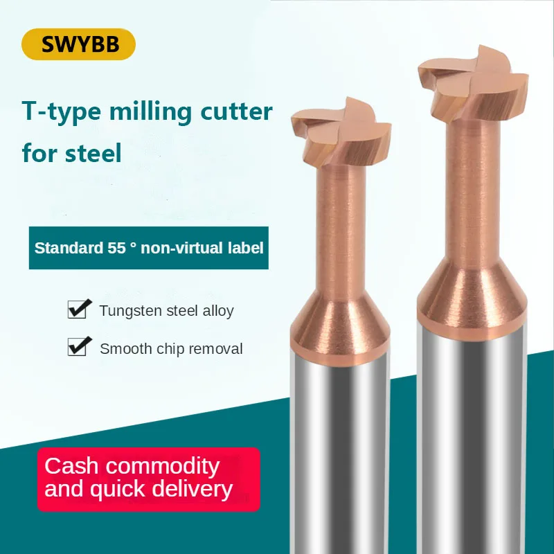 SWYBB Carbide T Slot Cutter Tungsten Steel T-slot Milling Tool Coated CNC Machining Metal Steel Aluminum Diameter 3~20mm